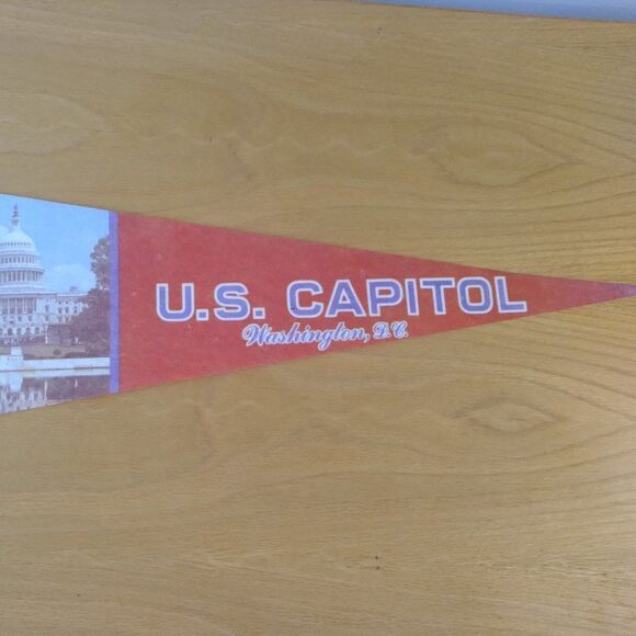 Vintage 60s U.S. Capitol Washington D.C. Pennant Flag 24" - Picture 2 of 8